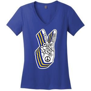 Faith Peace Love Joy Hope Ukrainian Ukraine Colors Women's V-Neck T-Shirt