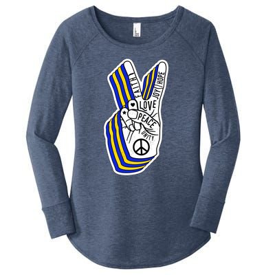 Faith Peace Love Joy Hope Ukrainian Ukraine Colors Women's Perfect Tri Tunic Long Sleeve Shirt