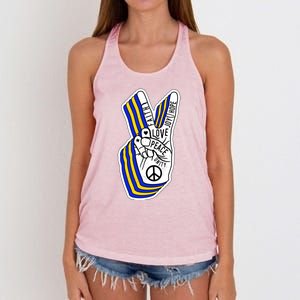 Faith Peace Love Joy Hope Ukrainian Ukraine Colors Women's Knotted Racerback Tank