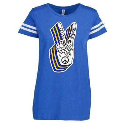 Faith Peace Love Joy Hope Ukrainian Ukraine Colors Enza Ladies Jersey Football T-Shirt