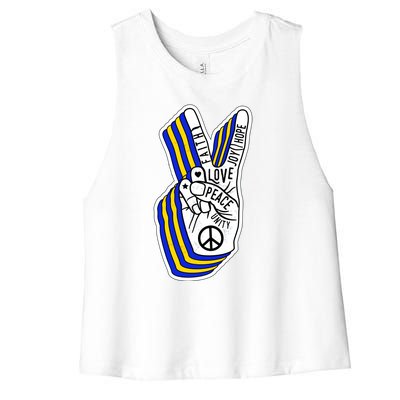 Faith Peace Love Joy Hope Ukrainian Ukraine Colors Women's Racerback Cropped Tank