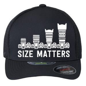 Funny Photography Lens Size Matters Flexfit Unipanel Trucker Cap