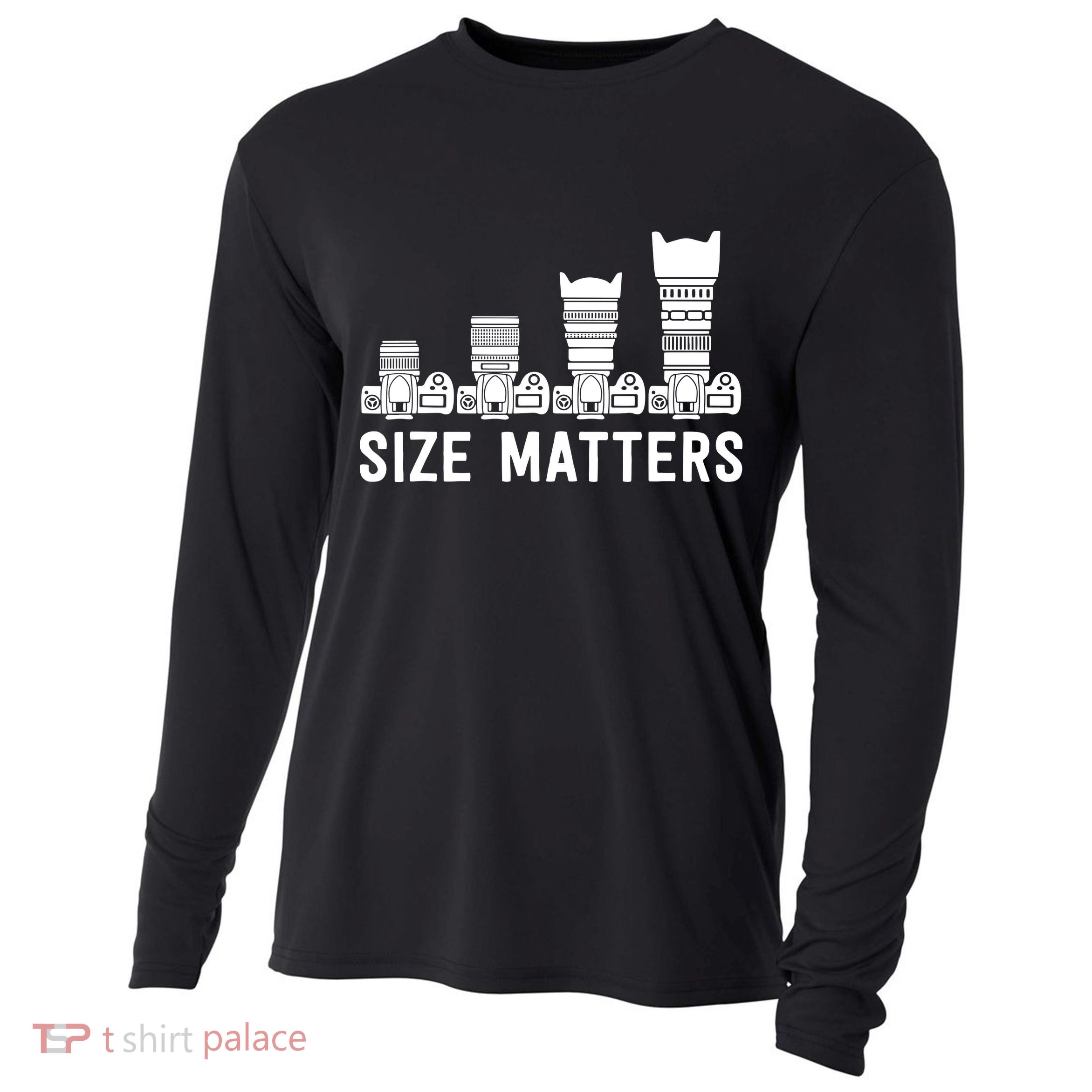 Funny Photography Lens Size Matters Cooling Performance Long Sleeve Crew