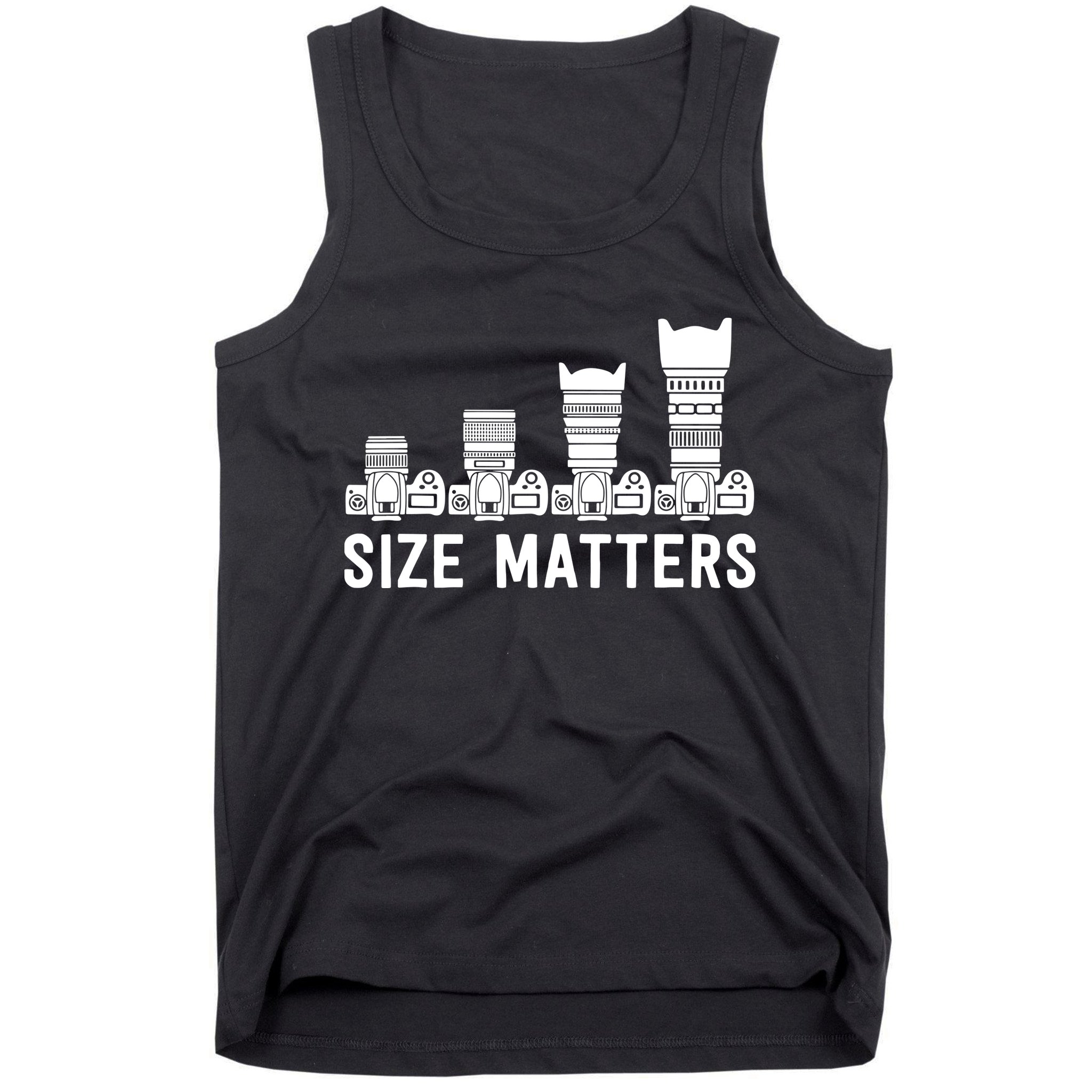 Funny Photography Lens Size Matters Tank Top