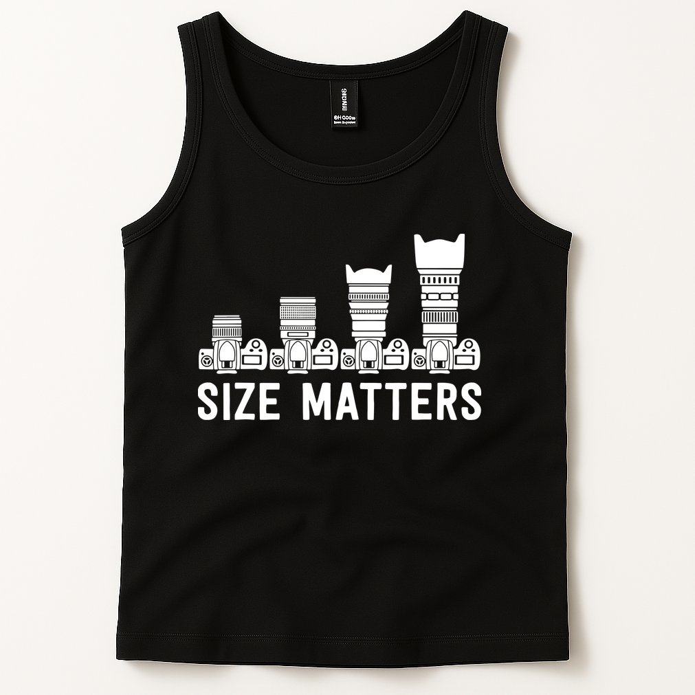 Funny Photography Lens Size Matters Tank Top