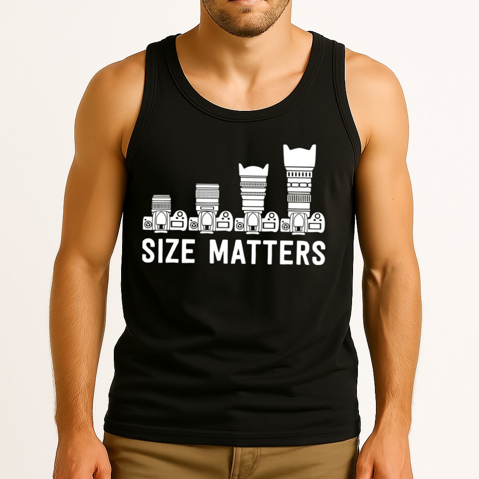 Funny Photography Lens Size Matters Tank Top