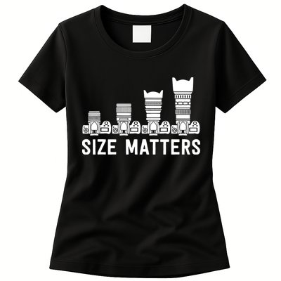 Funny Photography Lens Size Matters Womens T-Shirt