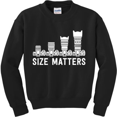 Funny Photography Lens Size Matters Kids Sweatshirt