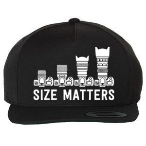 Funny Photography Lens Size Matters Wool Snapback Cap