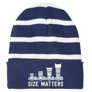 Funny Photography Lens Size Matters Striped Beanie with Solid Band