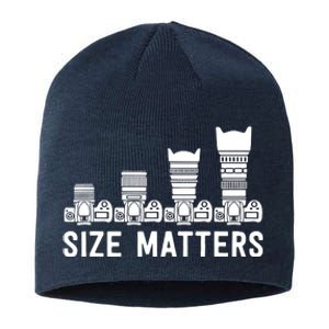 Funny Photography Lens Size Matters Sustainable Beanie