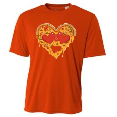 Funny Pizza Leopard Red Heart Lover Valentines Day Cute Gift Cooling Performance Crew T-Shirt