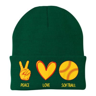 Funny Peace Love Softball Christmas Gift Knit Cap Winter Beanie