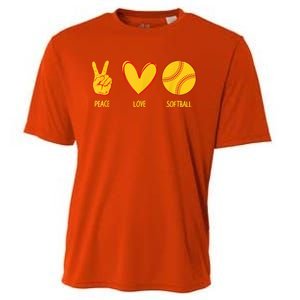 Funny Peace Love Softball Christmas Gift Cooling Performance Crew T-Shirt