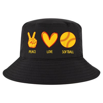 Funny Peace Love Softball Christmas Gift Cool Comfort Performance Bucket Hat