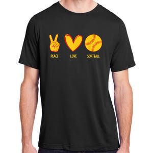 Funny Peace Love Softball Christmas Gift Adult ChromaSoft Performance T-Shirt