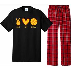 Funny Peace Love Softball Christmas Gift Pajama Set