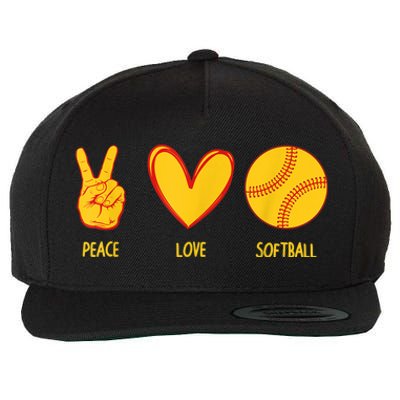 Funny Peace Love Softball Christmas Gift Wool Snapback Cap