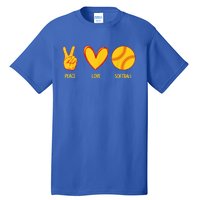 Funny Peace Love Softball Christmas Gift Tall T-Shirt