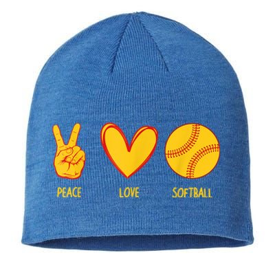 Funny Peace Love Softball Christmas Gift Sustainable Beanie