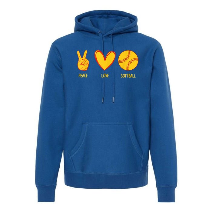 Funny Peace Love Softball Christmas Gift Premium Hoodie