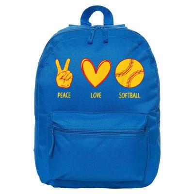 Funny Peace Love Softball Christmas Gift 16 in Basic Backpack