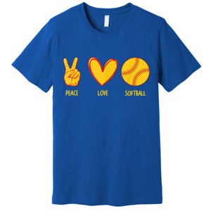 Funny Peace Love Softball Christmas Gift Premium T-Shirt