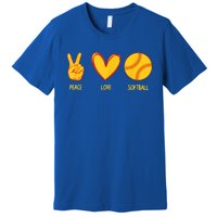 Funny Peace Love Softball Christmas Gift Premium T-Shirt