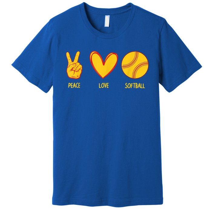 Funny Peace Love Softball Christmas Gift Premium T-Shirt