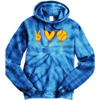 Funny Peace Love Softball Christmas Gift Tie Dye Hoodie