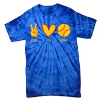 Funny Peace Love Softball Christmas Gift Tie-Dye T-Shirt