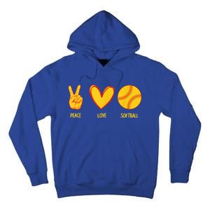 Funny Peace Love Softball Christmas Gift Tall Hoodie