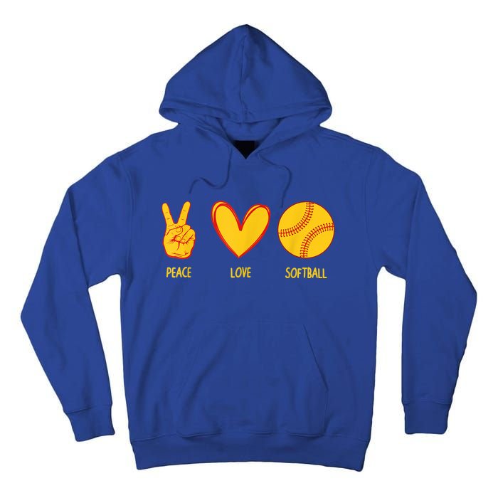 Funny Peace Love Softball Christmas Gift Tall Hoodie