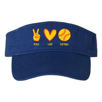 Funny Peace Love Softball Christmas Gift Valucap Bio-Washed Visor