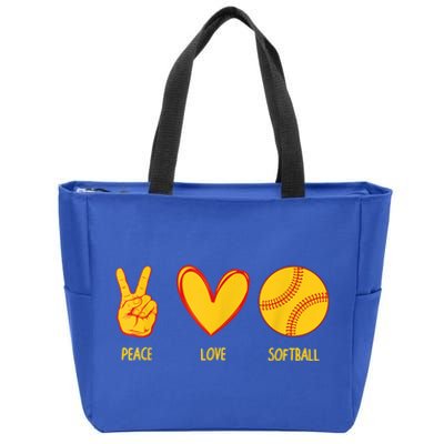 Funny Peace Love Softball Christmas Gift Zip Tote Bag