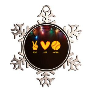 Funny Peace Love Softball Christmas Gift Metallic Star Ornament