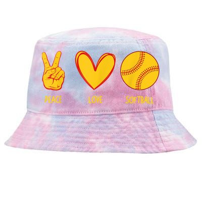 Funny Peace Love Softball Christmas Gift Tie-Dyed Bucket Hat