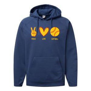 Funny Peace Love Softball Christmas Gift Performance Fleece Hoodie