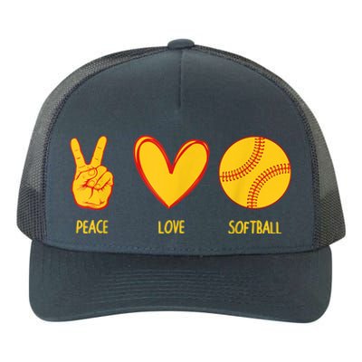 Funny Peace Love Softball Christmas Gift Yupoong Adult 5-Panel Trucker Hat