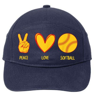 Funny Peace Love Softball Christmas Gift 7-Panel Snapback Hat