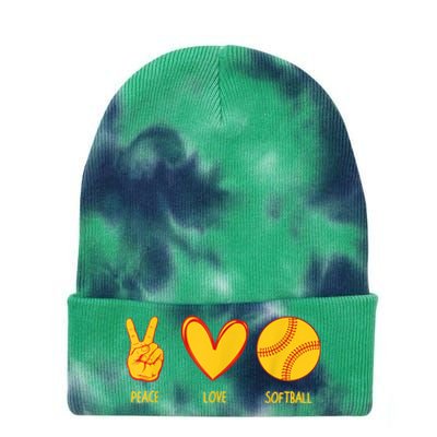 Funny Peace Love Softball Christmas Gift Tie Dye 12in Knit Beanie