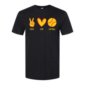 Funny Peace Love Softball Christmas Gift Softstyle CVC T-Shirt