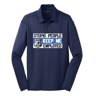 Funny Police Law Enforcement Silk Touch Performance Long Sleeve Polo