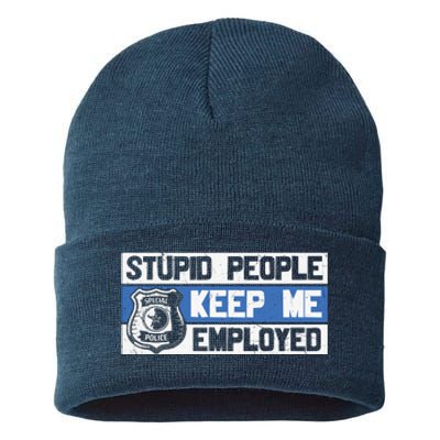 Funny Police Law Enforcement Sustainable Knit Beanie