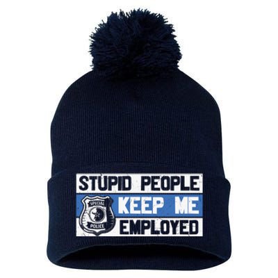 Funny Police Law Enforcement Pom Pom 12in Knit Beanie