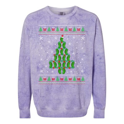 Funny Pickle Lover Santa Pickle Christmas Ugly Tree Xmas Meaningful Gift Colorblast Crewneck Sweatshirt