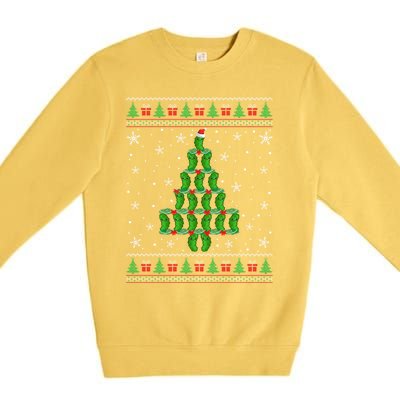 Funny Pickle Lover Santa Pickle Christmas Ugly Tree Xmas Meaningful Gift Premium Crewneck Sweatshirt