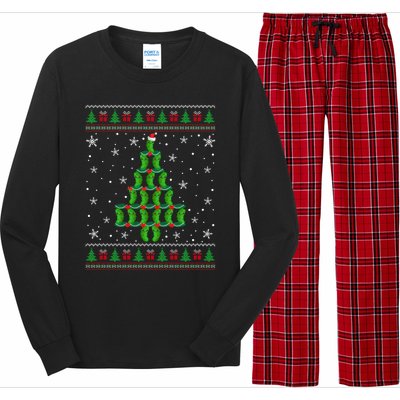 Funny Pickle Lover Santa Pickle Christmas Ugly Tree Xmas Meaningful Gift Long Sleeve Pajama Set