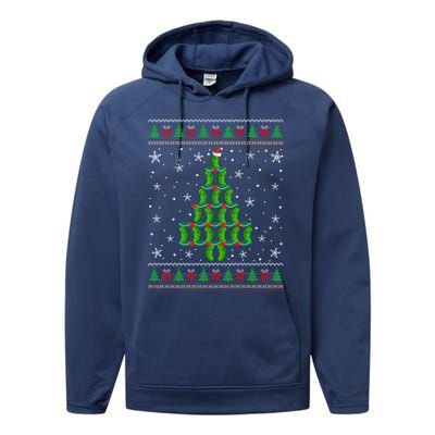 Funny Pickle Lover Santa Pickle Christmas Ugly Tree Xmas Meaningful Gift Performance Fleece Hoodie