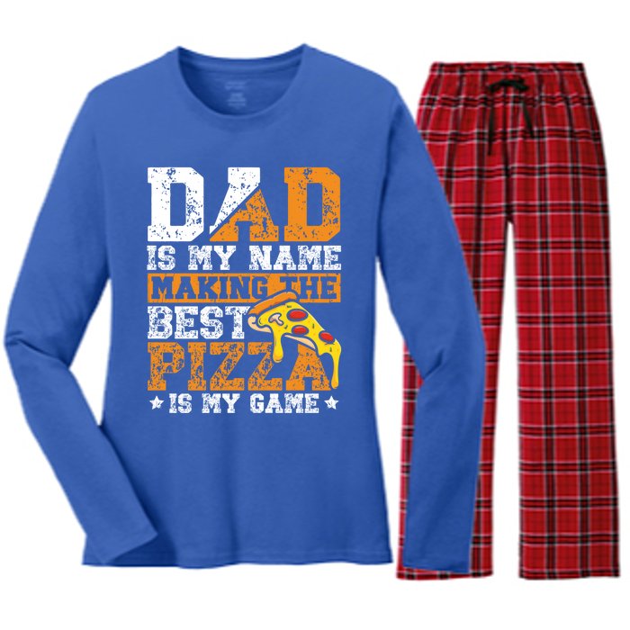 Funny Pizza Lover For Dad Humor For Father's Day Gift Women's Long Sleeve Flannel Pajama Set 